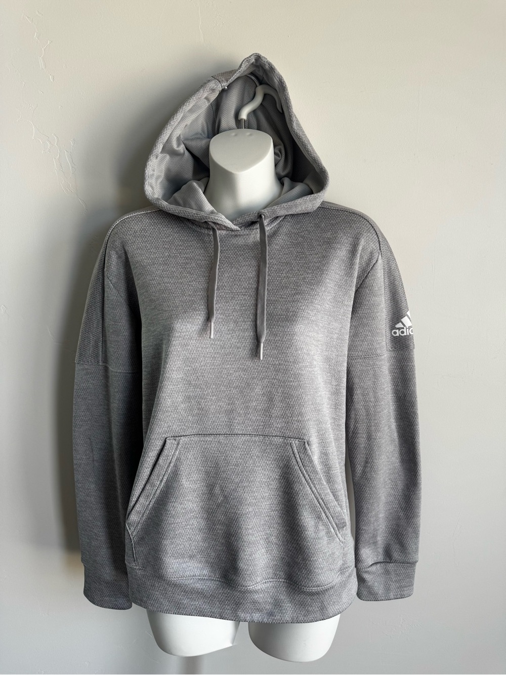 adidas Gray Crewneck Hoodie with Sleeve Logo